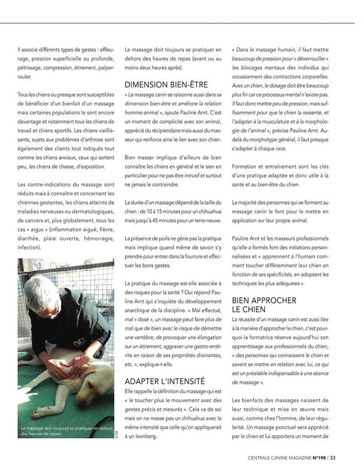 Du Domaine Du Fuchsberg - Super article sur le Massage Canin , revue SCC Page 2